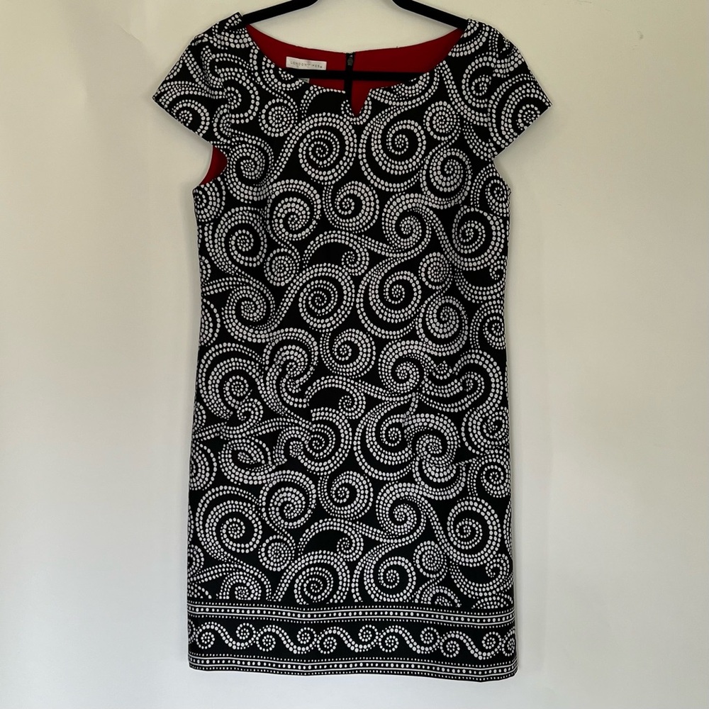 London Times Geometric Print Dress, Size 12